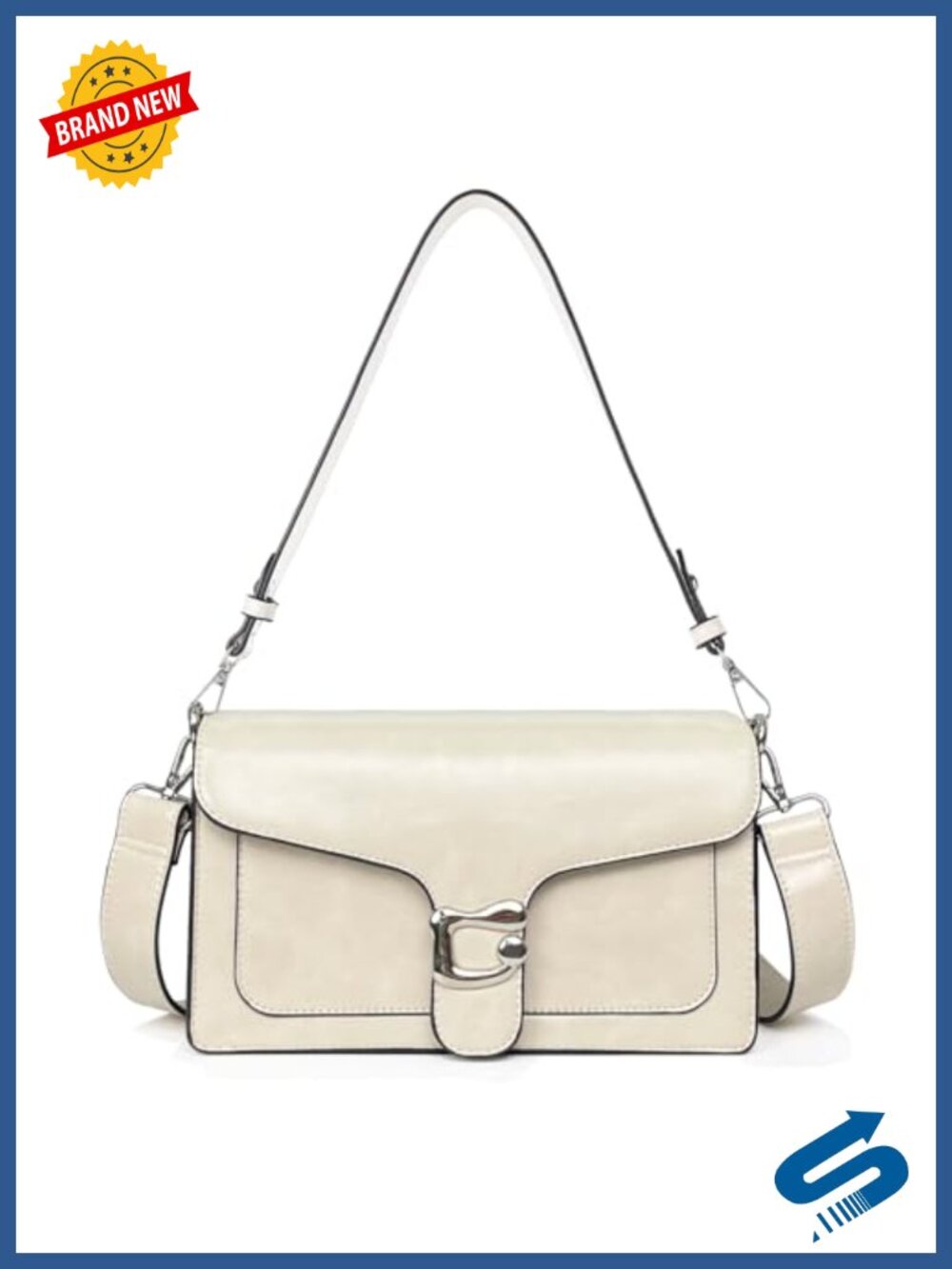 Vegan Leather Crossbody Bag with 2 Straps - Trendy Small Purse Shoulder Handbag